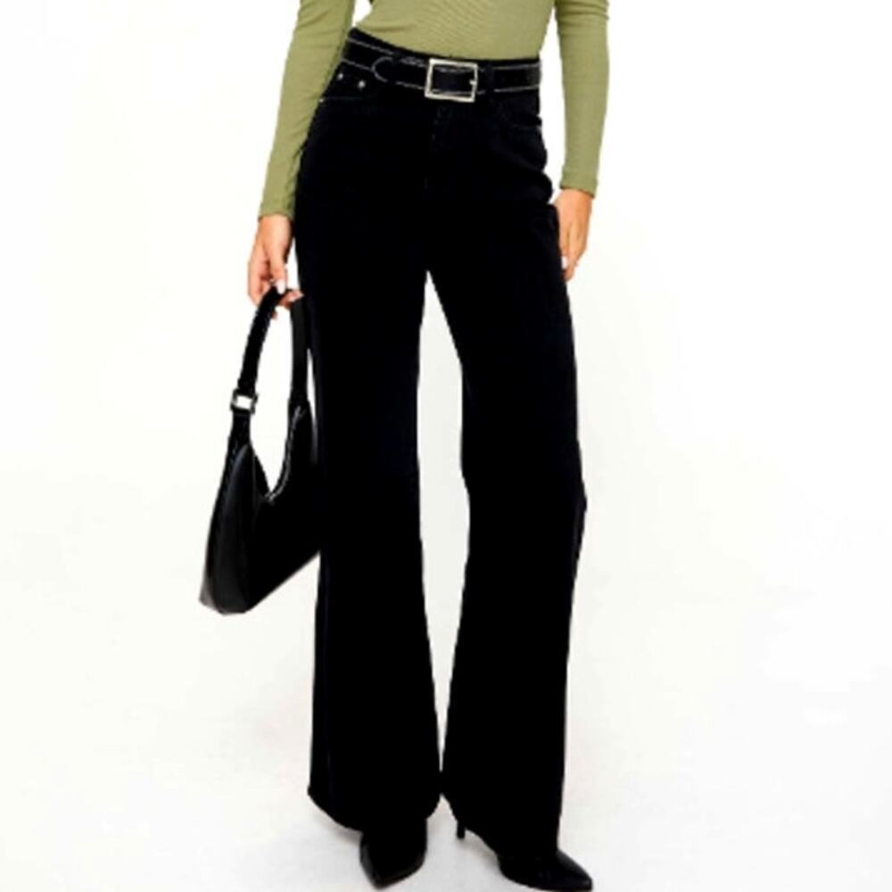 Princess Polly Women's Washed Black Maple Flare Jeans Size 12
